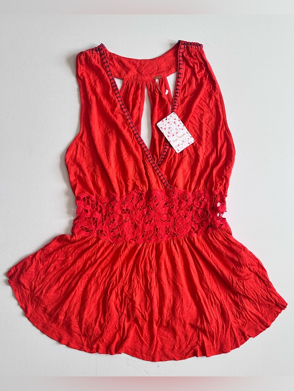 NWT FREE PEOPLE Megan Orange Halter Tank Size Medium